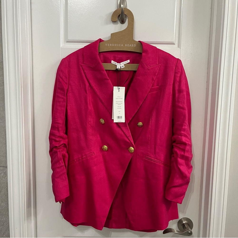 EUC Veronica Beard Hirsh Double Breasted Linen Blend Dickey Jacket | Size 12